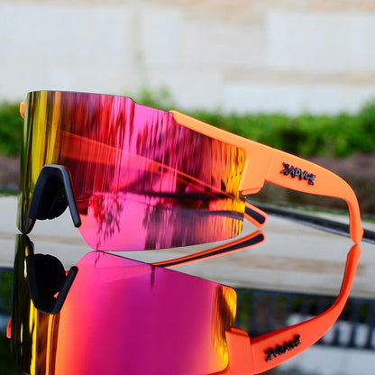 ReflectRide Sportzonnebril – Aerodynamische Fietsbril met UV-Bescherming en Verwisselbaar Frame