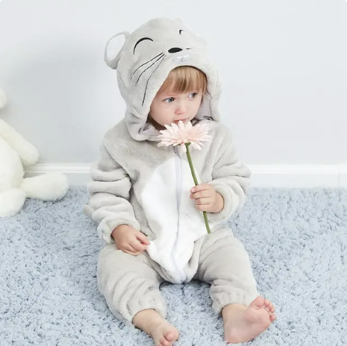 DierenKnuffel babypakje met ritssluiting – zacht & ademend rompertje met dierenkap