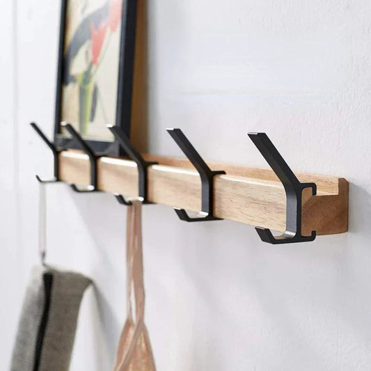 HaakFlex | Wandgarderobe met 5 Verstelbare Dubbele Haken – Scandinavisch Design