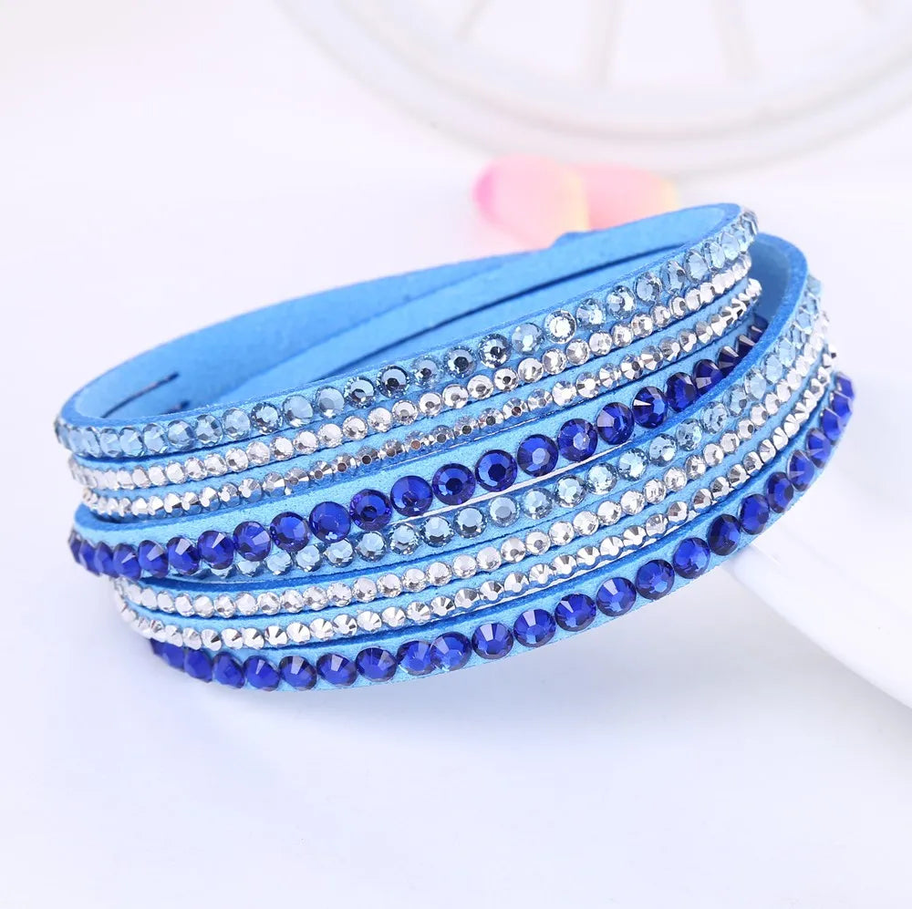 GlansWrap Wikkelarmband – Luxe Meerlaagse Leren Armband met Rhinestones