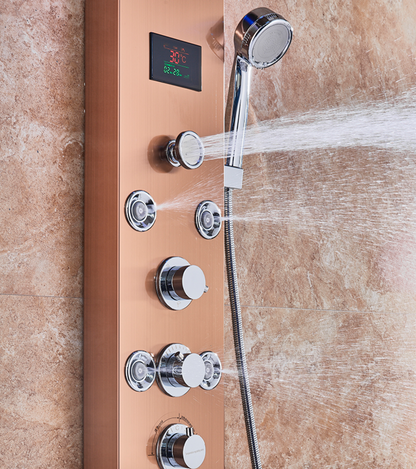 Douchepaneel Opbouwdouche VoordeelPaleis® Spine LCD Koper brushed
