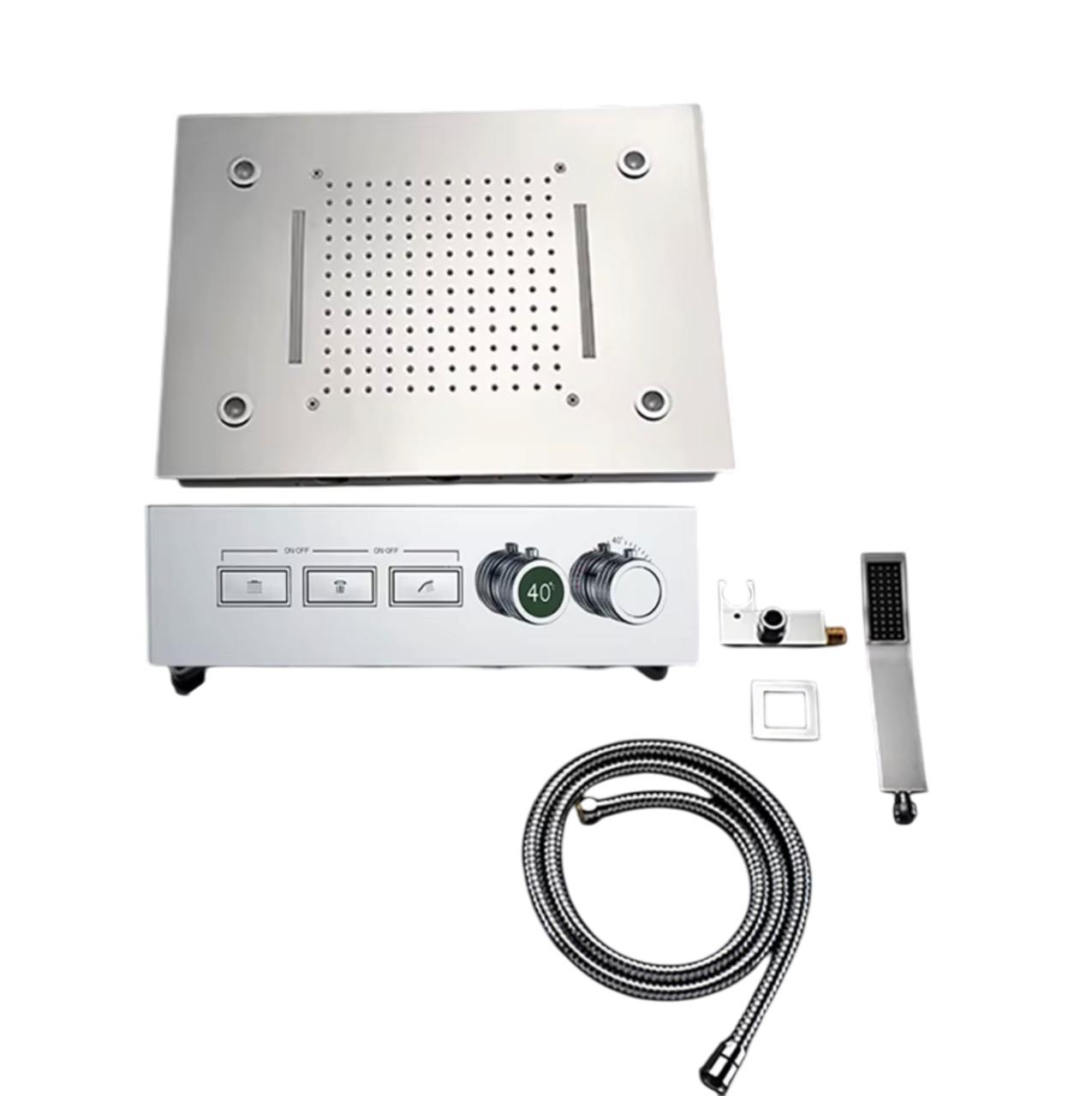 VoordeelPaleis® AquaTherme Plafond Thermostatische Doucheset 3 weg Inbouw Plafond LED regendouche Chroom
