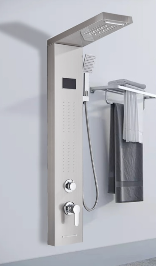 Douchepaneel Opbouwdouche VoordeelPaleis® Nena LCD Premium Zilver RVS brushed