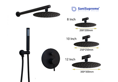 AKTIE SaniSupreme Doucheset Yosemite 25 cm. regendouche rond 2-weg zwart inbouw