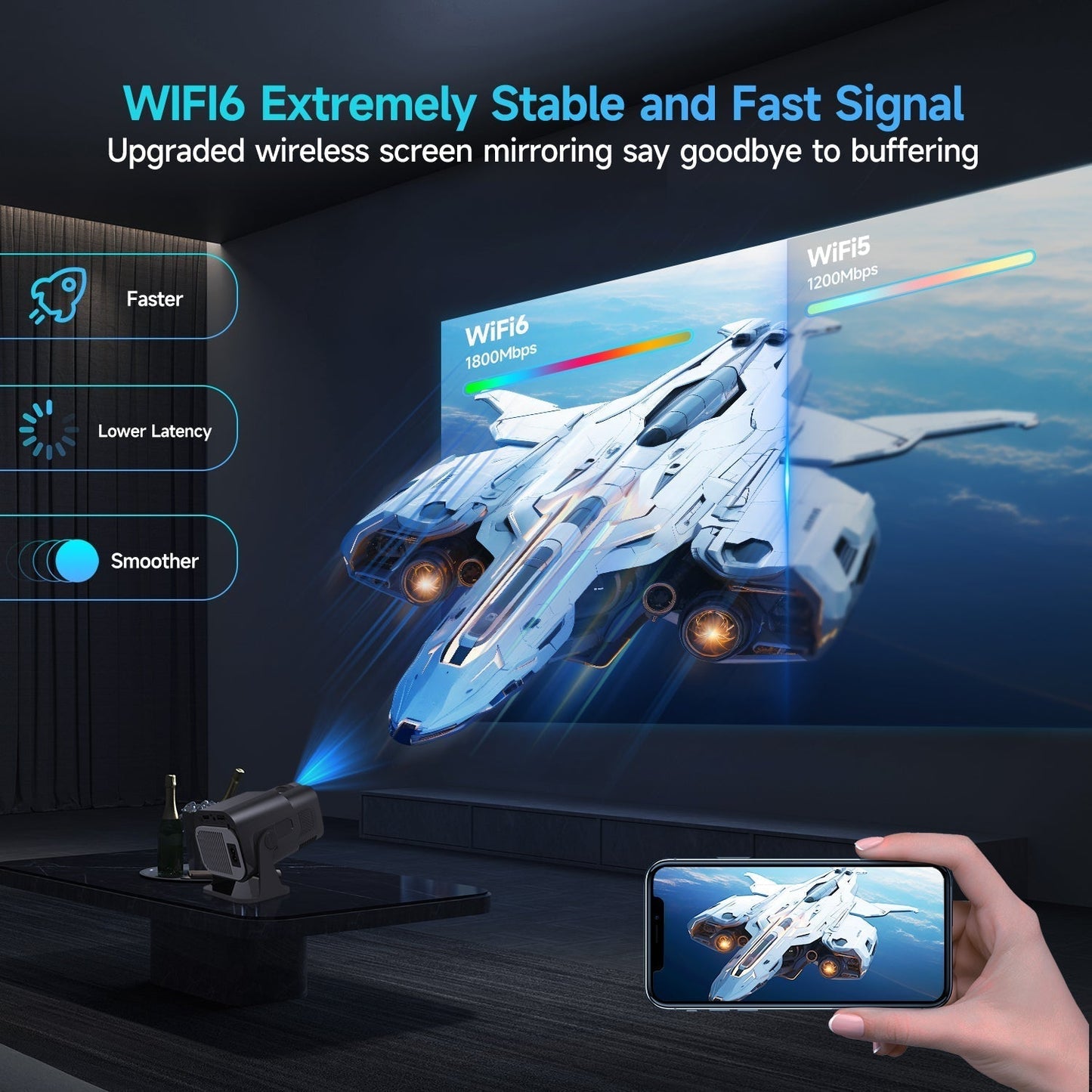 CineBeam 4K Mini Projector – Draagbare Thuisbioscoop met 180° Rotatie