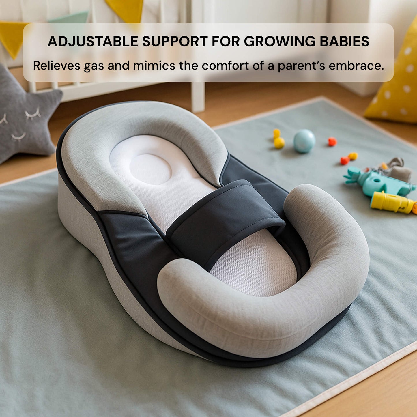 BabyComfort Hellend Reflux Kussen – Draagbaar Slaapnest 0–12 Maanden