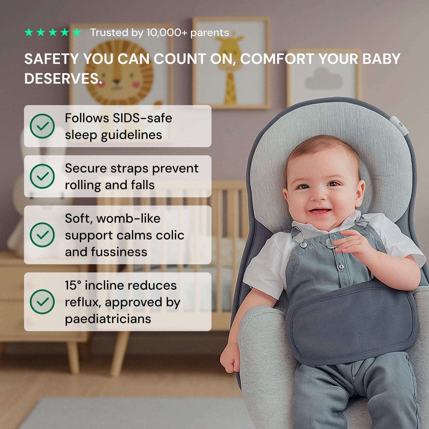 BabyComfort Hellend Reflux Kussen – Draagbaar Slaapnest 0–12 Maanden