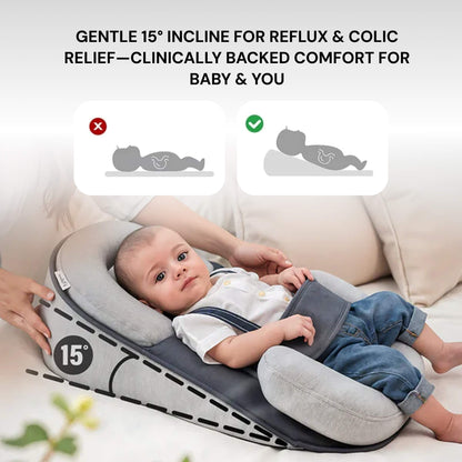BabyComfort Hellend Reflux Kussen – Draagbaar Slaapnest 0–12 Maanden
