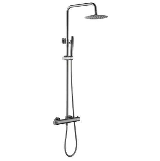 SaniSupreme Aloni Optima Rondo opbouw doucheset Thermostatisch 8 inch regendouche Gun Metal