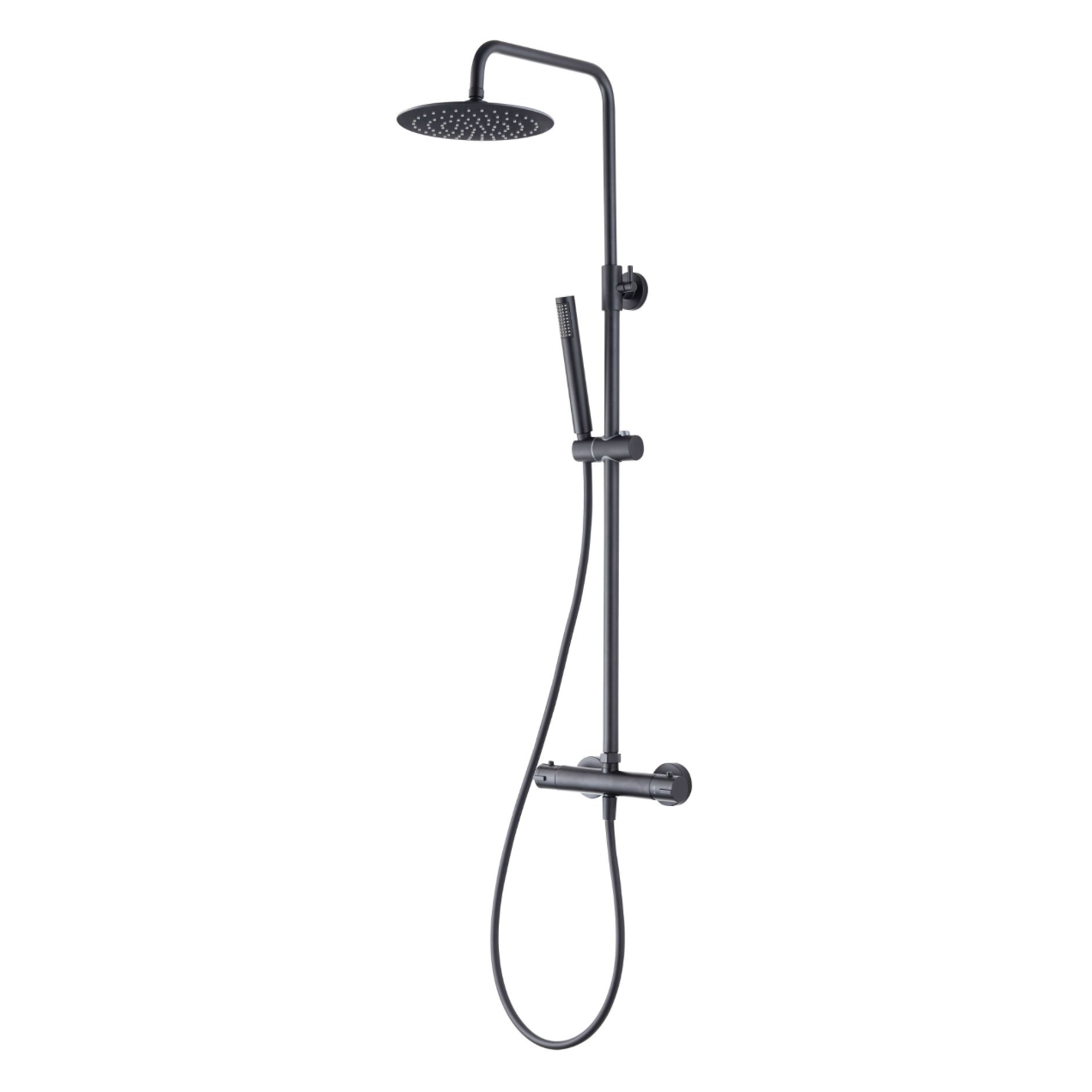 SaniSupreme Aloni Optima Rondo opbouw doucheset Thermostatisch 8 inch regendouche Gun Metal
