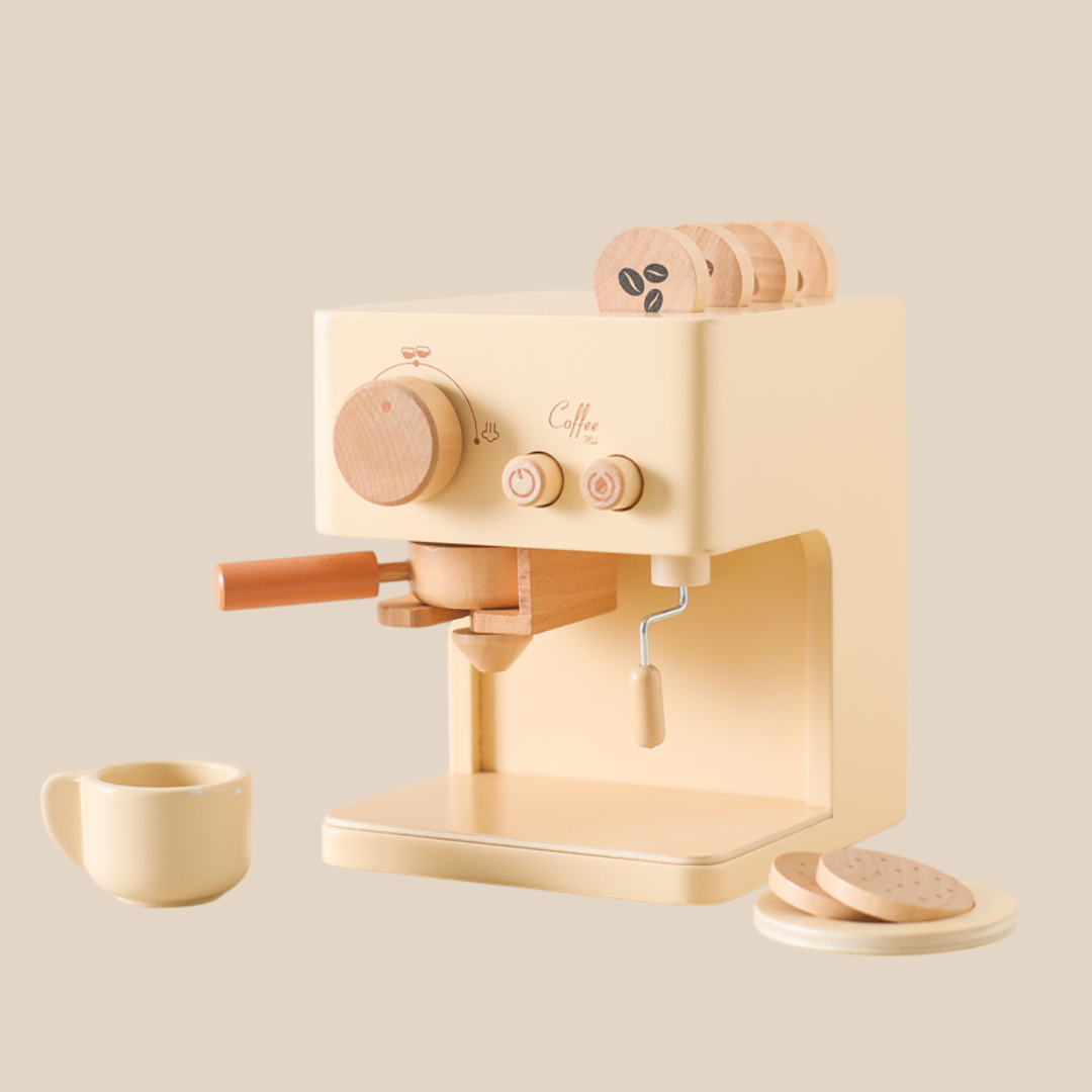 Koffieapparaat Speelgoed – Educatief Houten Rollenspel, Inclusief Accessoires – Voor Kinderen Vanaf 1 Jaar