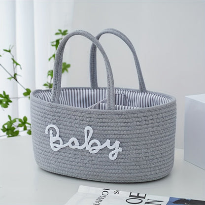 Opbergmand – Geweven Stof met 3 Compartimenten, Draagbare Organizer voor Babyaccessoires en Speelgoed