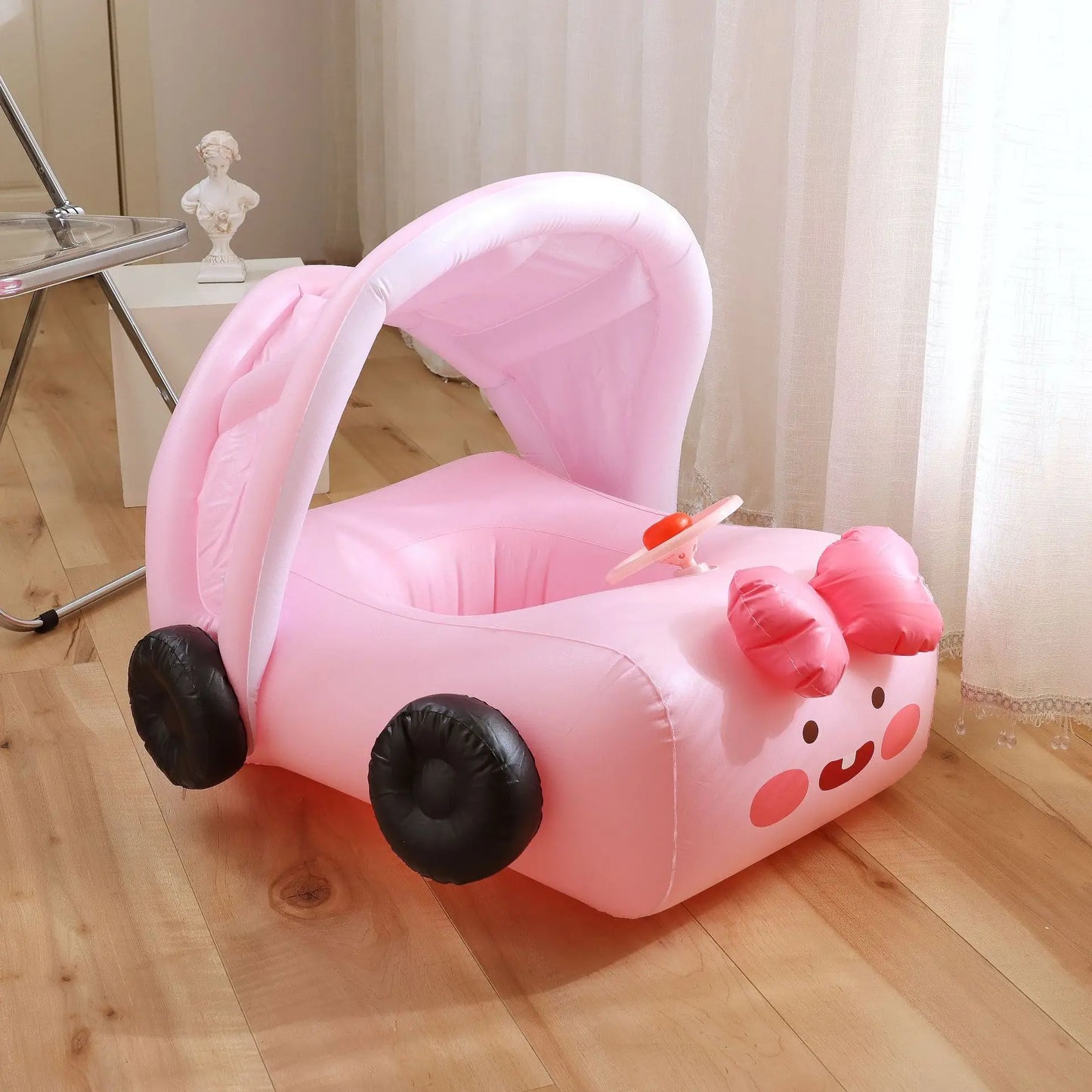 Opblaasbare Baby Zwembadstoel met Zonnescherm en Stuurwiel – Perfect voor Zomer en Strandpret