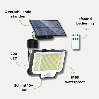 Solar Buitenlamp met bewegingssensor - 200 LED