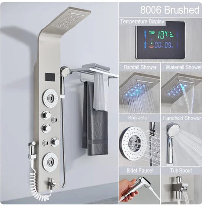Luxe Douchepaneel Opbouwdouche VoordeelPaleis® Urion LCD Premium Zilver Brush