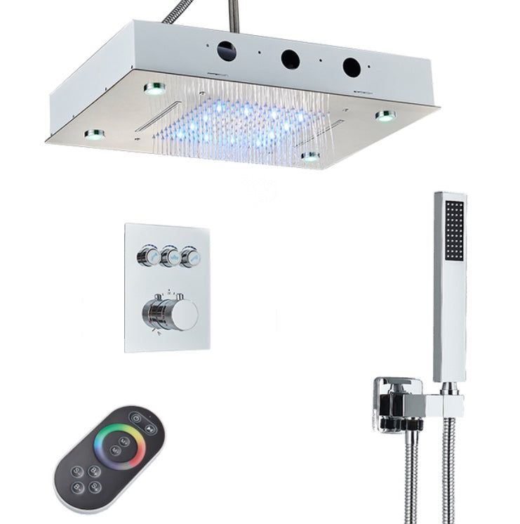 VoordeelPaleis® SmartPulse Plafond Thermostatische Doucheset Alicante 3 weg Inbouw Plafond LED regendouche La Paz RVS Geborsteld Nickel