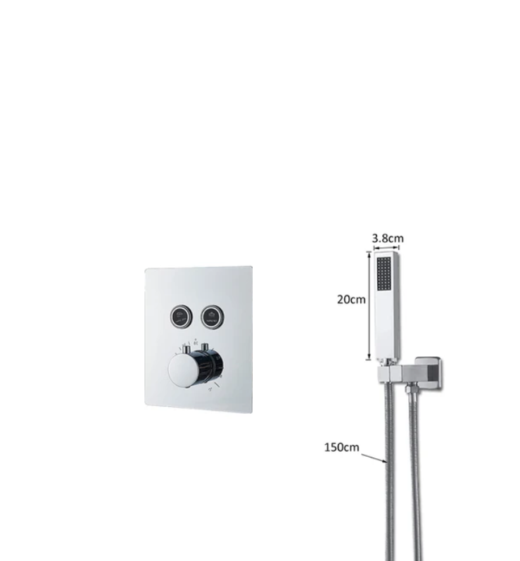 VoordeelPaleis®® SmartPulse Plafond Thermostatische Doucheset Alicante 2 weg 40x80 cm regendouche Chroom Glans