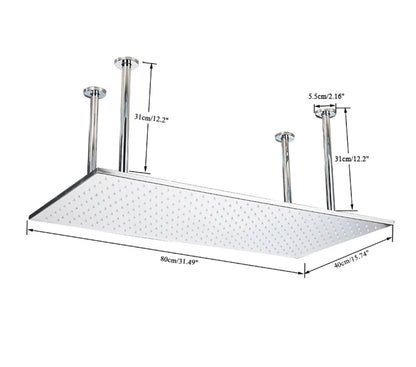 VoordeelPaleis® SmartPulse Plafond Regendouche Plateau Alicante LED 40x80 cm RVS Brushed Nickel