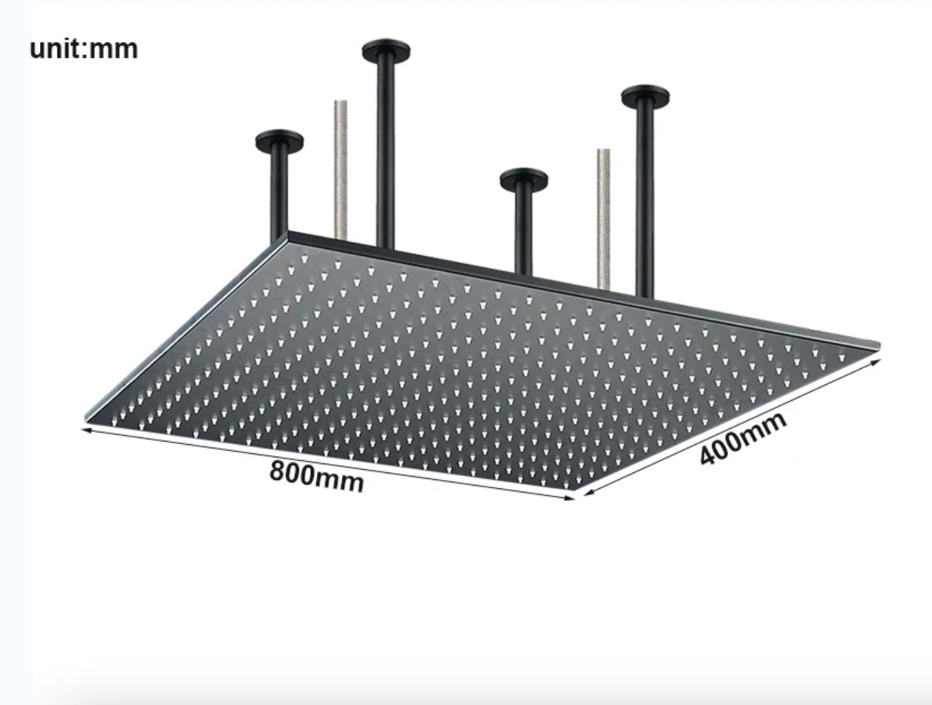 VoordeelPaleis® SmartPulse Plafond Regendouche Plateau Alicante LED 40x80 cm mat zwart
