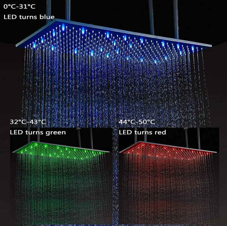 VoordeelPaleis® SmartPulse Plafond Regendouche Plateau Alicante LED 40x80 cm mat zwart