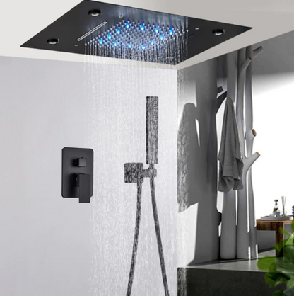 VoordeelPaleis® SmartPulse Plafond LED Remote Regendouche Inbouw La Paz 50 x 36 cm zwart