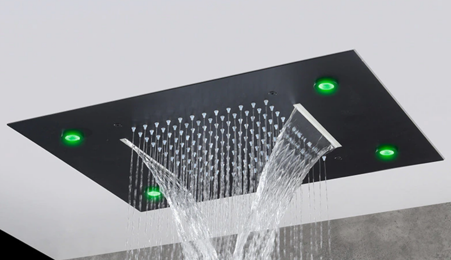 VoordeelPaleis® SmartPulse Plafond LED Remote Regendouche Inbouw La Paz 50 x 36 cm zwart