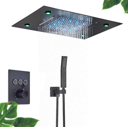 VoordeelPaleis® SmartPulse Plafond Thermostatische Doucheset Alicante 3 weg Inbouw Plafond LED regendouche La Paz Mat Zwart