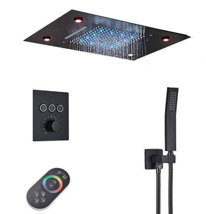 VoordeelPaleis® SmartPulse Plafond Thermostatische Doucheset Alicante 3 weg Inbouw Plafond LED regendouche La Paz Mat Zwart