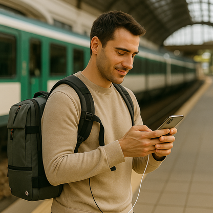 Packlite Slim – Waterdichte compressie rugzak met USB-aansluiting voor handbagage