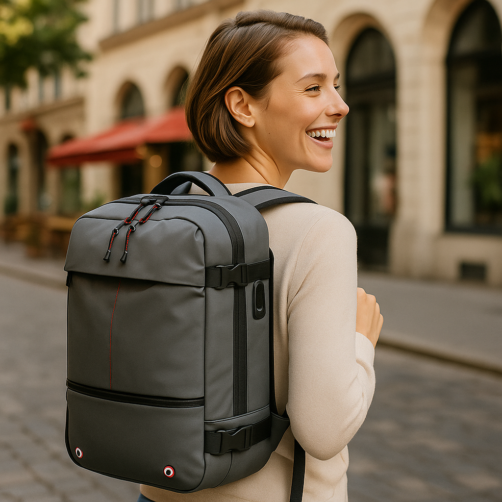 Packlite Slim – Waterdichte compressie rugzak met USB-aansluiting voor handbagage