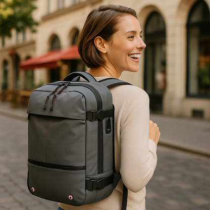 Packlite Slim – Waterdichte compressie rugzak met USB-aansluiting voor handbagage