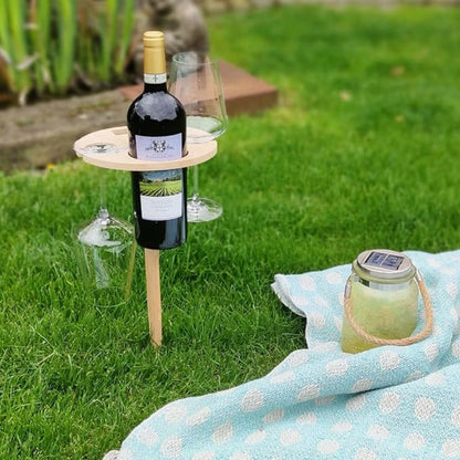 Picky Opvouwbare Wijnpicknicktafel – Compact Houten Buitenmeubel met Glashouders