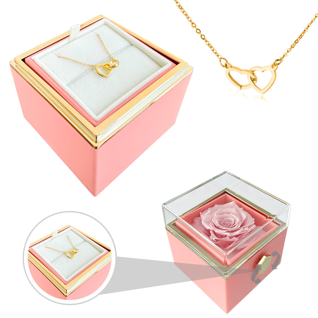 Cadeauset Roos & Ketting HartLicht – Eeuwige Roos met Verstopte Liefdesketing