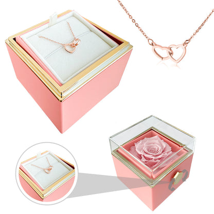 Cadeauset Roos & Ketting HartLicht – Eeuwige Roos met Verstopte Liefdesketing
