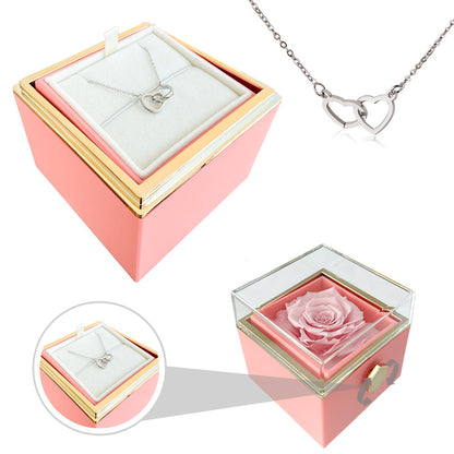 Cadeauset Roos & Ketting HartLicht – Eeuwige Roos met Verstopte Liefdesketing