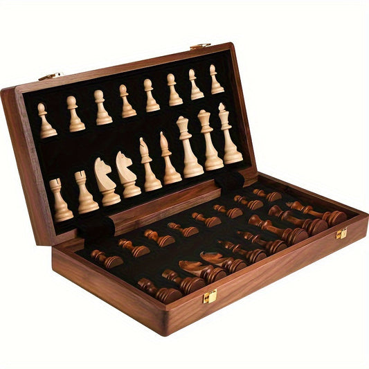 RoyalWood Luxe Schaakset – Massief Houten Schaakbord met Fijn Gedetailleerde Stukken