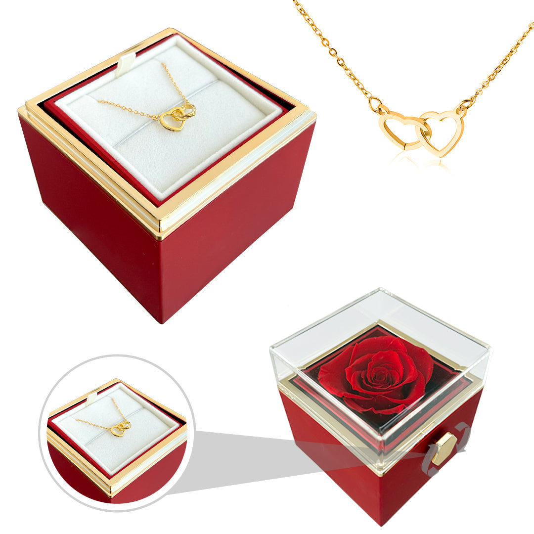 Cadeauset Roos & Ketting HartLicht – Eeuwige Roos met Verstopte Liefdesketing