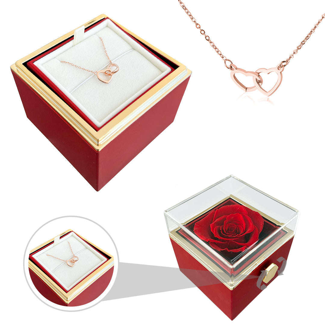 Cadeauset Roos & Ketting HartLicht – Eeuwige Roos met Verstopte Liefdesketing
