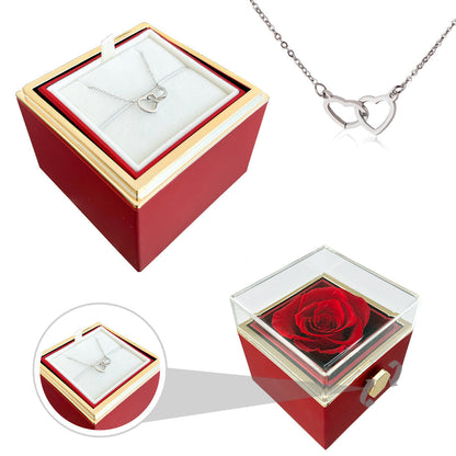 Cadeauset Roos & Ketting HartLicht – Eeuwige Roos met Verstopte Liefdesketing