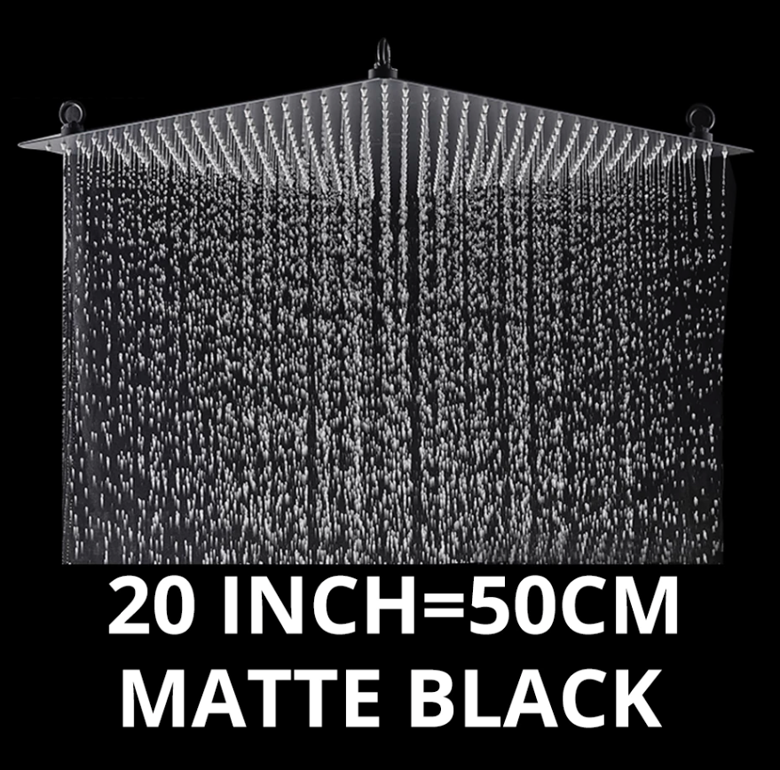 VoordeelPaleis® Doucheset Manhattan Premium de Luxe LCD 20 inch | 50 cm plafond regendouche vierkant 2-weg zwart inbouw