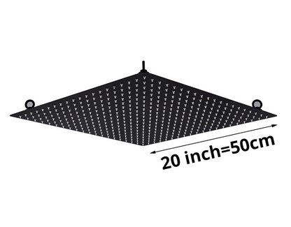SaniSupreme® LCD Manhattan inbouwdouche 3 weg met SmartPulse Plafond Regendouche Plateau Alicante 50 cm vierkant mat zwart