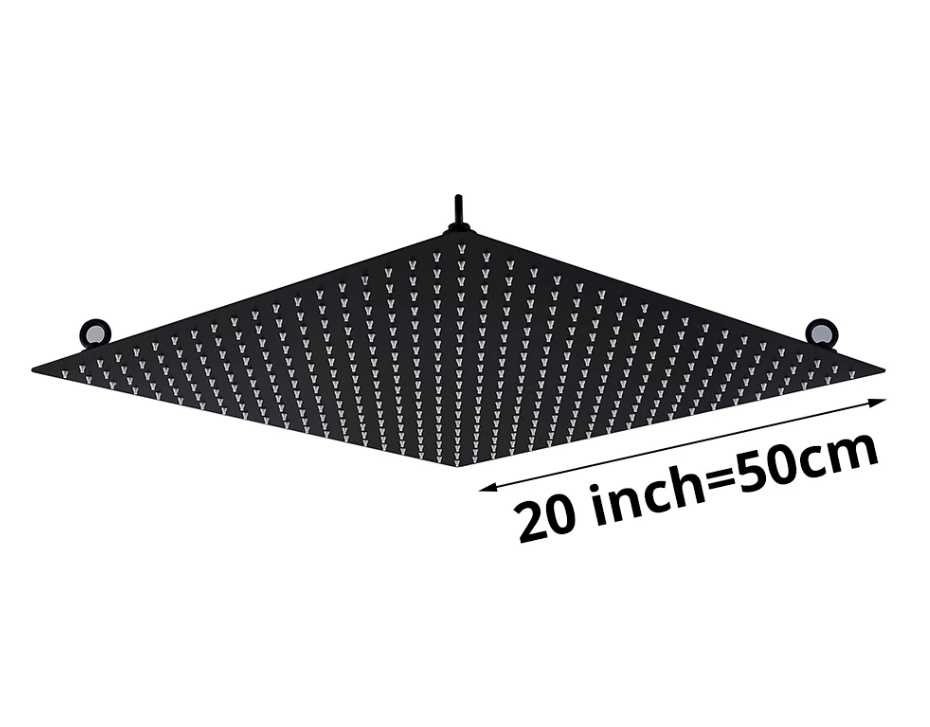 VoordeelPaleis® Doucheset Manhattan Premium de Luxe LCD 20 inch | 50 cm plafond regendouche vierkant 2-weg zwart inbouw