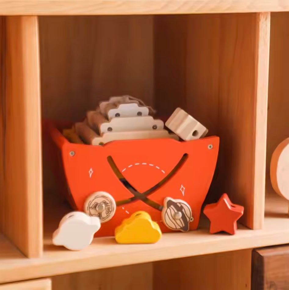 Houten Speelgoed Raket – Educatief Montessori Stapelset voor Motorische Ontwikkeling en Creativiteit