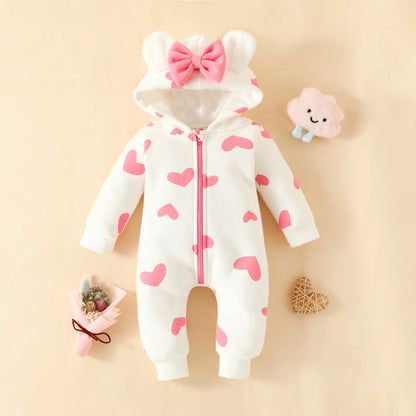 Romper Lange Mouwen met Hoed – Dikke Warme Buitenstof, Rits Sluiting voor Baby's