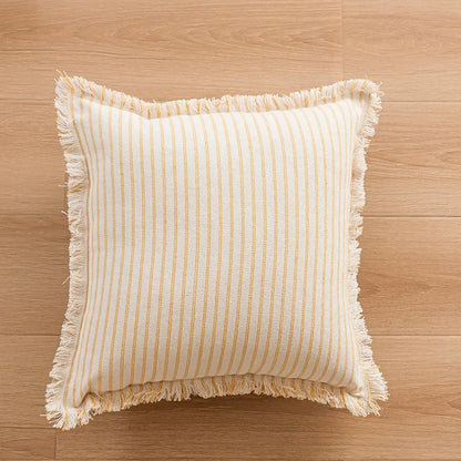 Elegante Kussenhoes met Jacquardpatroon en Franjes - Katoen-Linnenmix