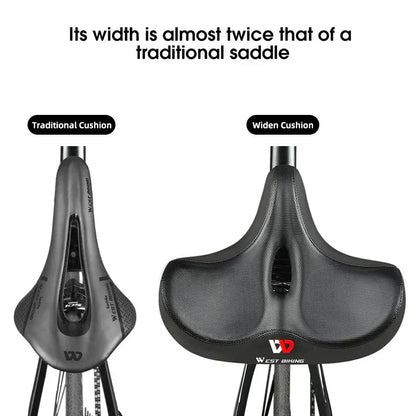 Brede Ergonomische Fietszadel – Comfortabel Zadel met Schokdemping voor Stads- en Mountainbikes