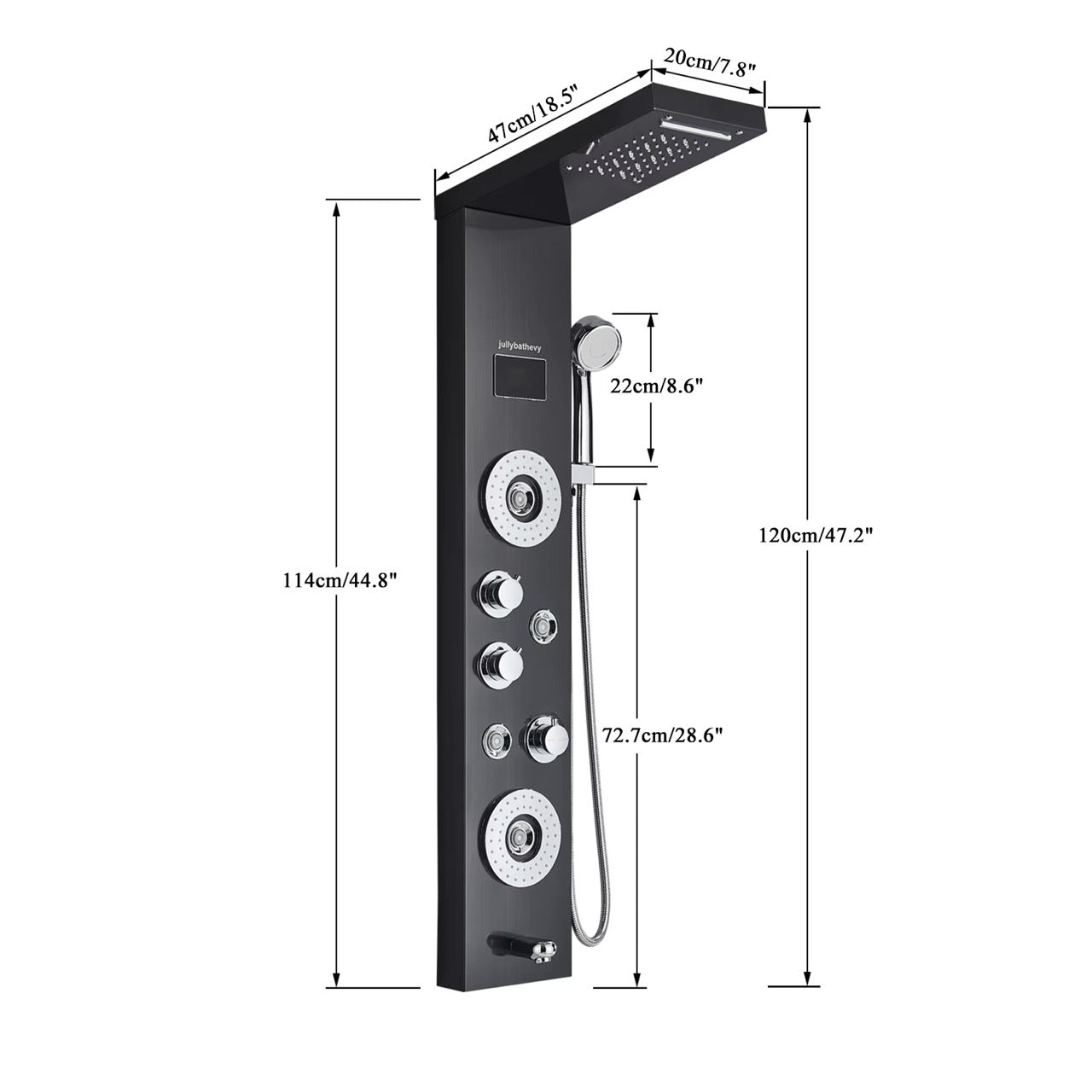 Douchepaneel Opbouwdouche VoordeelPaleis® Verona LCD Zilver Geborsteld