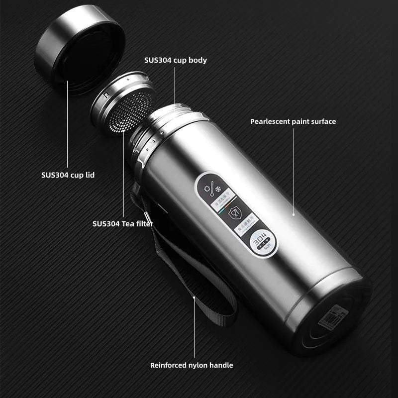 TempraFles – Slimme Thermosfles met LED Temperatuurdisplay (800ml–1L)