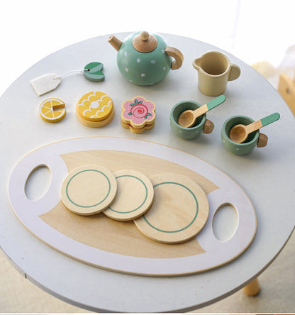Houten High Tea Set – Duurzaam Educatief Speelgoed, 15 Stuks, Veilig Voor Jonge Kinderen