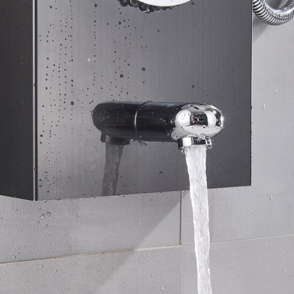 Luxe Douchepaneel Opbouwdouche VoordeelPaleis® Veneza LCD Zwart Geborsteld